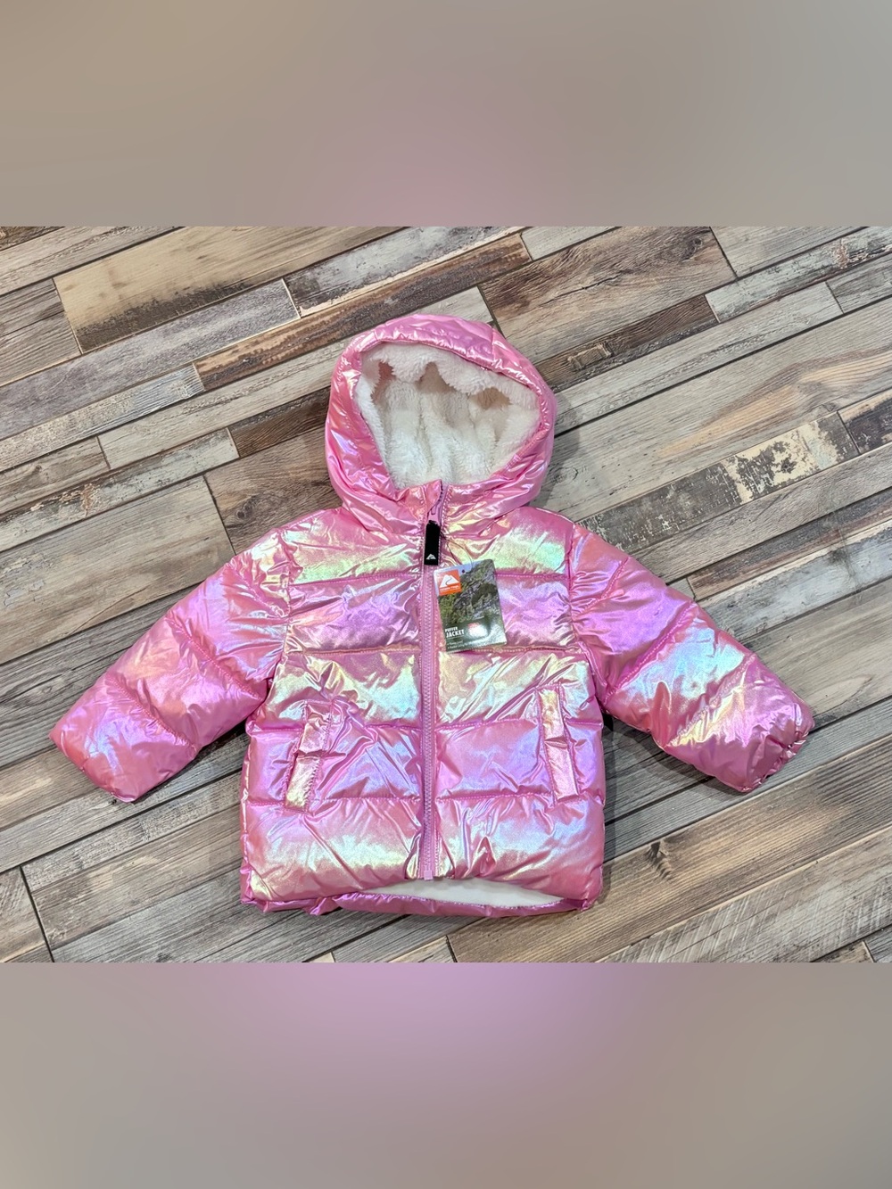 NWT Ozark Trail metallic pink puffer coat size 12 months